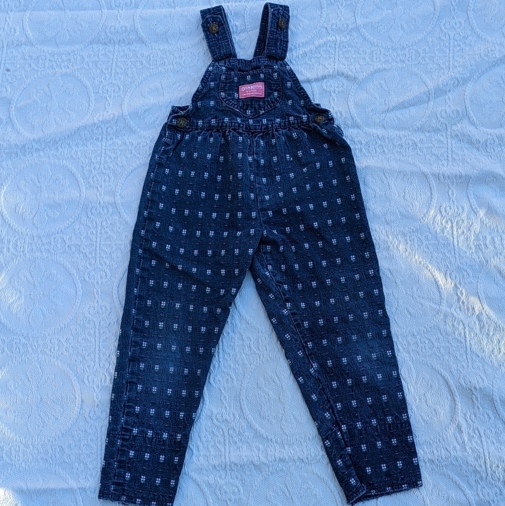 Vintage OshKosh║Floral Denim Overalls║Size 4T